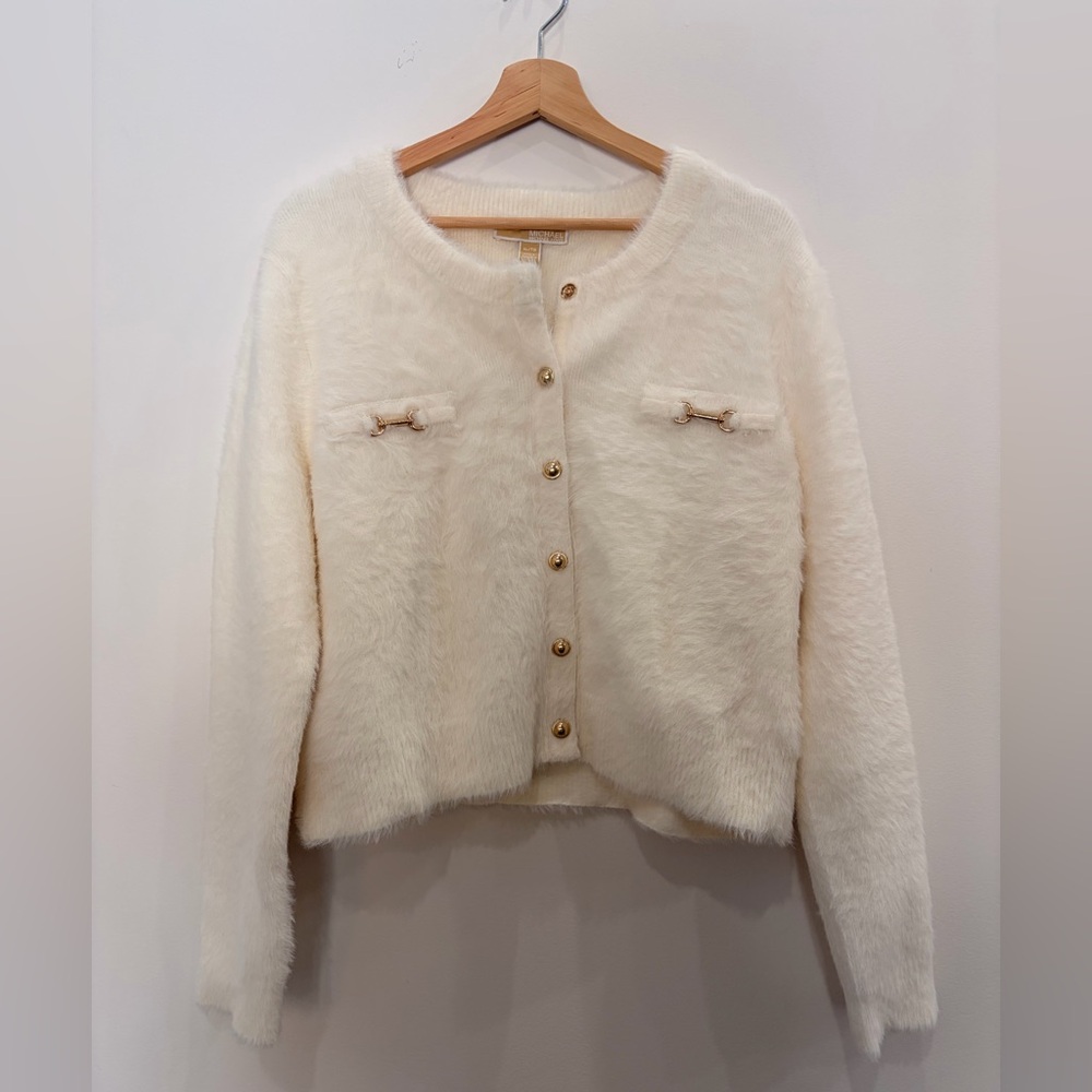 Michael Kors Cream Fuzzy Jacket